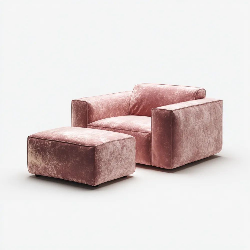 Sesselset Velours 100x95x75 cm – Rosa – Moderner Stil