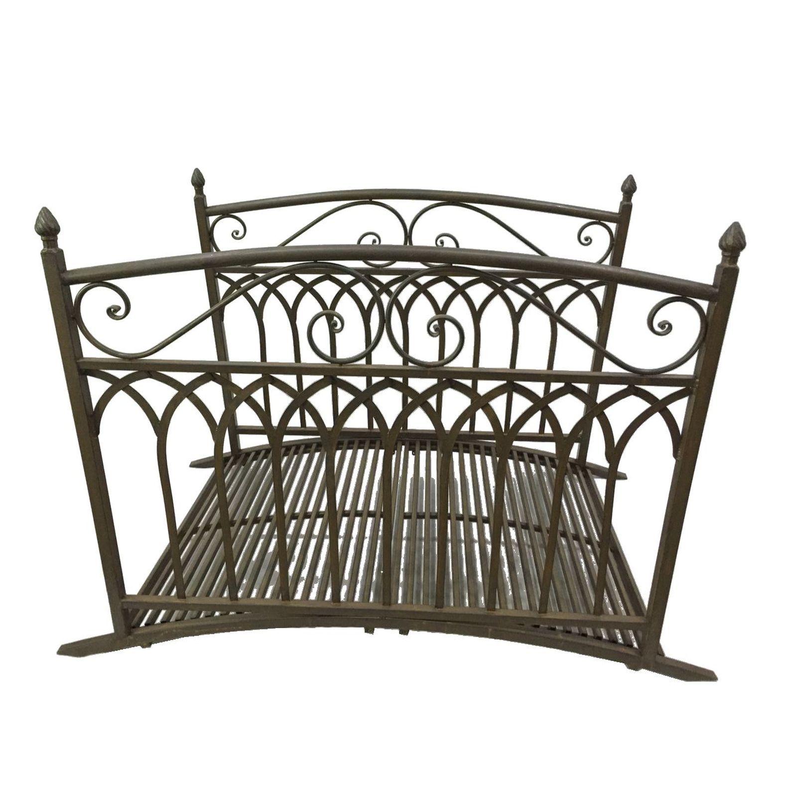 Gartenbrücke YASUR - Rost-Optik - mit Geländer