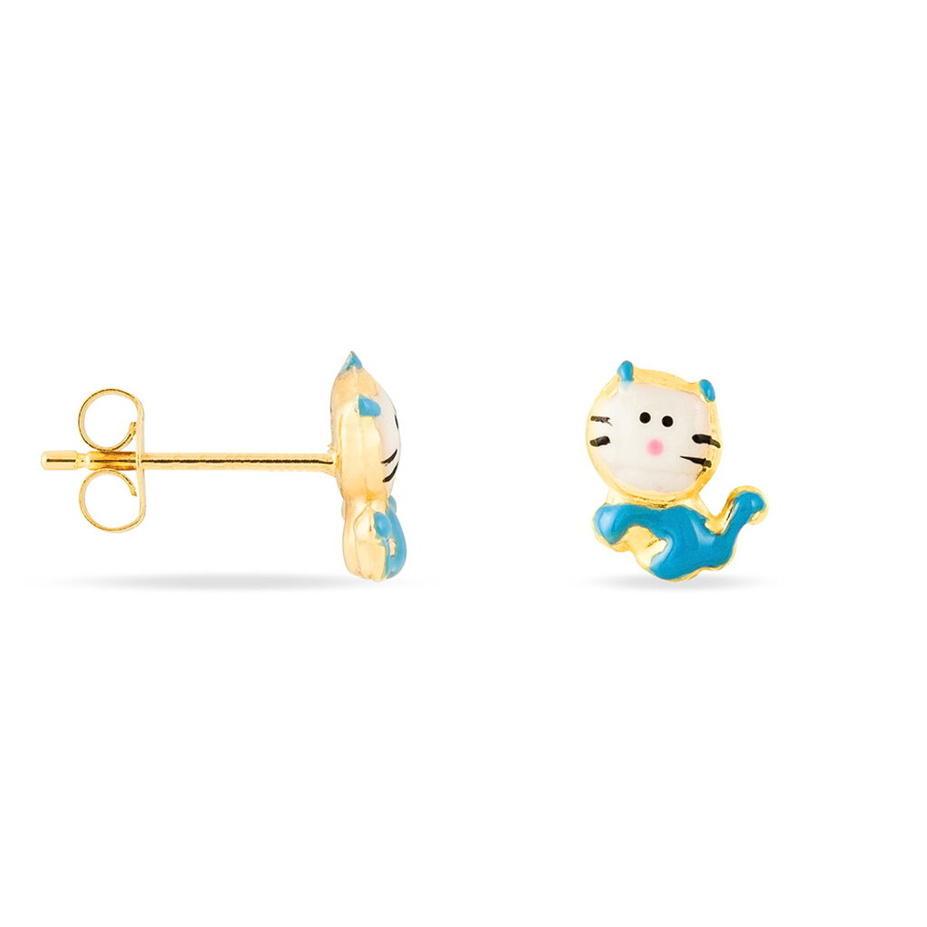 Boucles D'oreilles Puces Aviel Chat Or Jaune