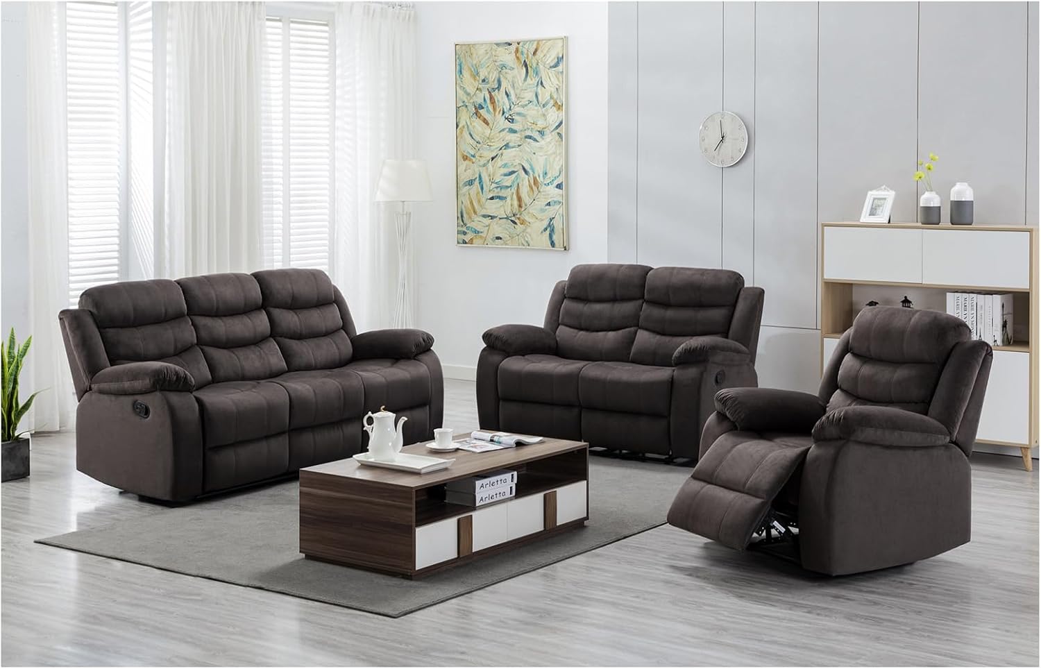 HTI living Sofagarnitur Kirwall Couch Zweisitzer Sessel mit Fußstütze