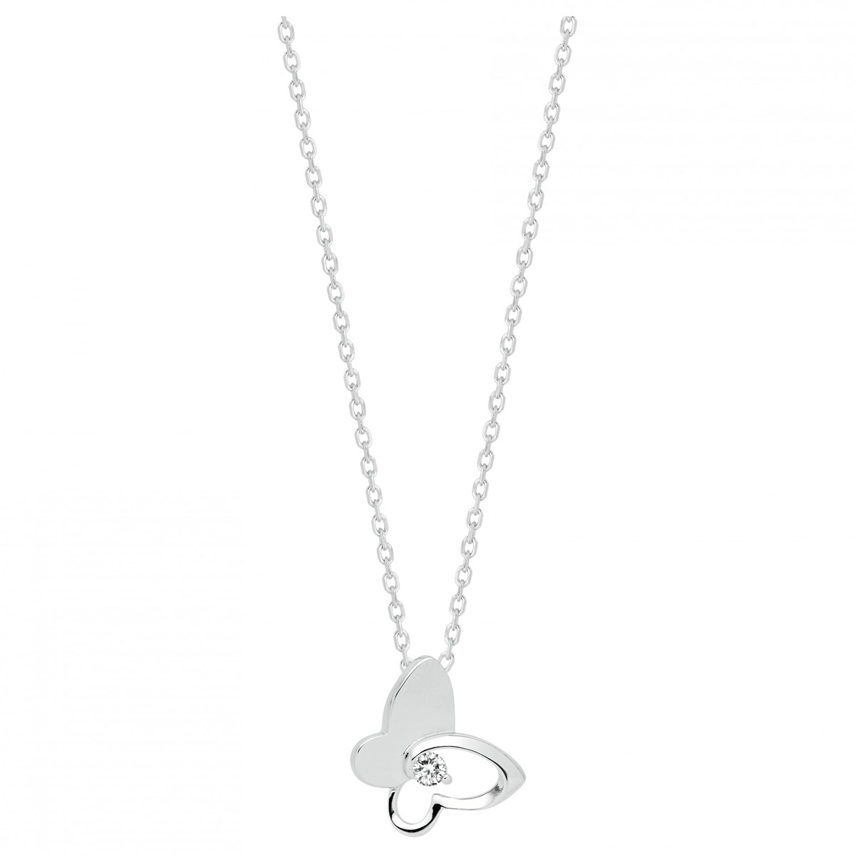 Collier mono-motif en Argent avec oxyde de zirconium blanc