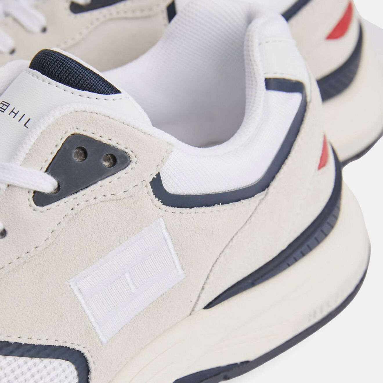 Tommy Hilfiger Baskets running en Velours de Cuir Modern Prep blanc/bleu