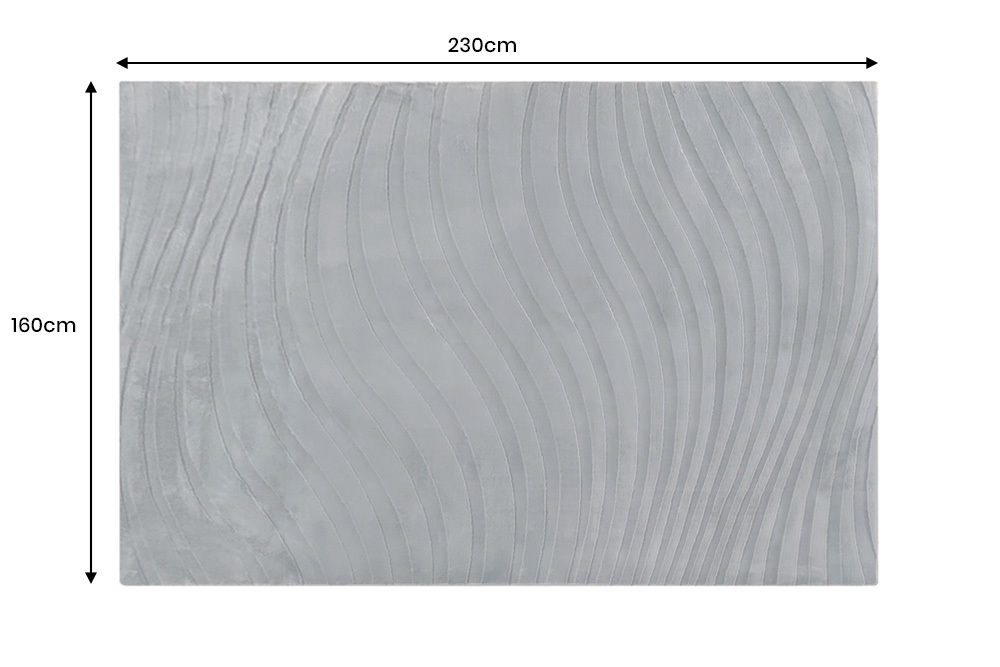 Moderner Teppich WAVE 230x160cm anthrazit Kurzflor Indoor Hoch-Tief-Effekt