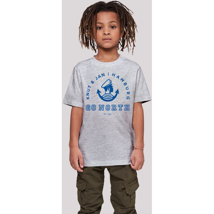 F4NT4STIC T-Shirt Go North Knut & Jan Hamburg Logo heather grey