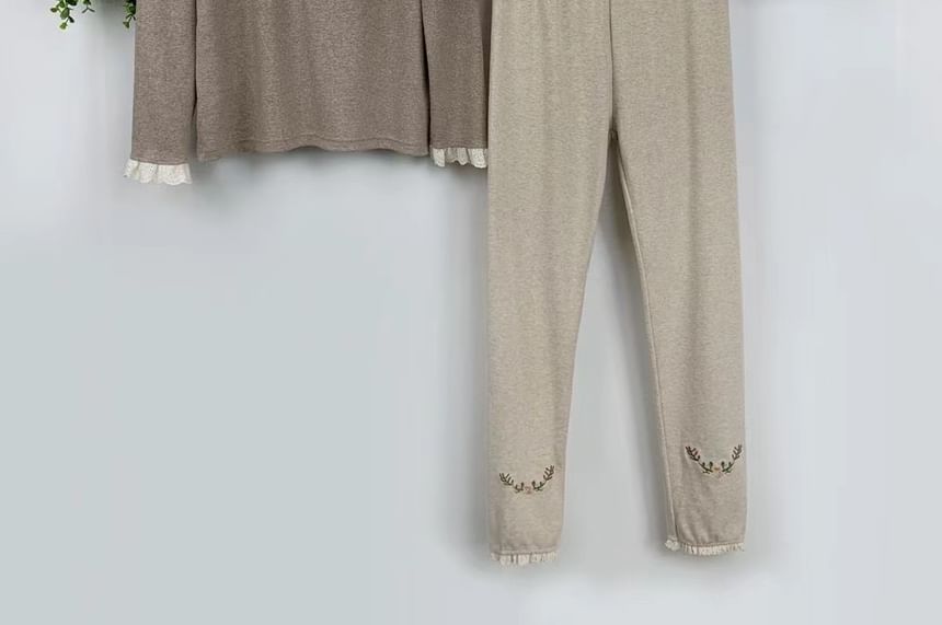 Santeh - Cropped legging met geborduurde bloemen