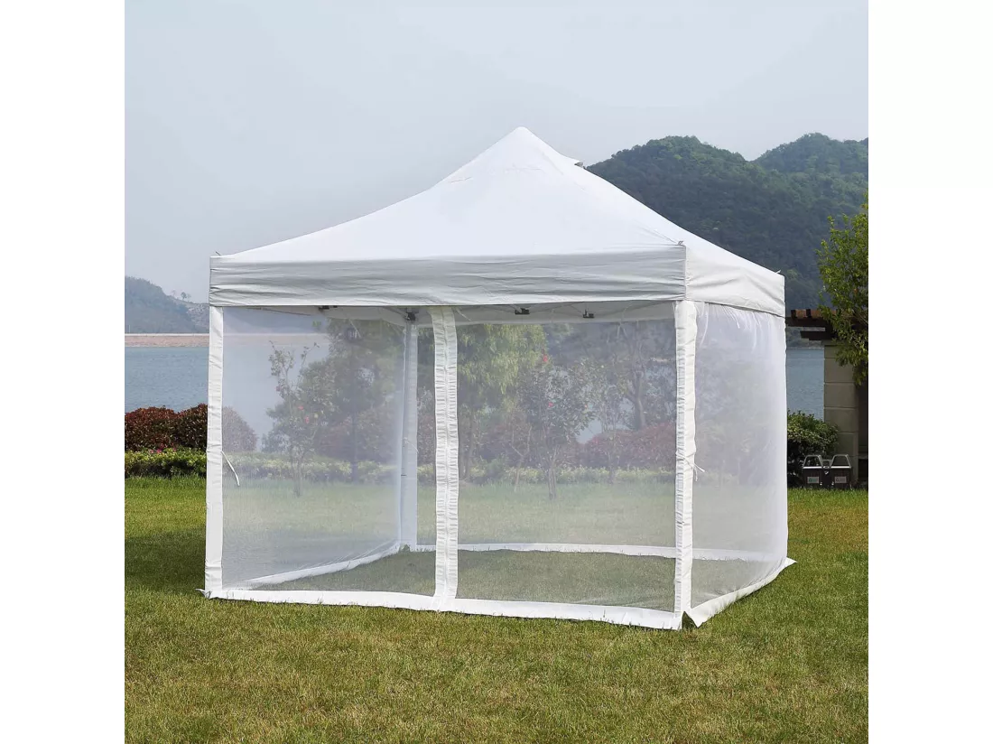 Moustiquaire pour Gazebo 3x3 Mobili Rebecca Kapok 240x1200 cm Polyester Blanc Montage Requis