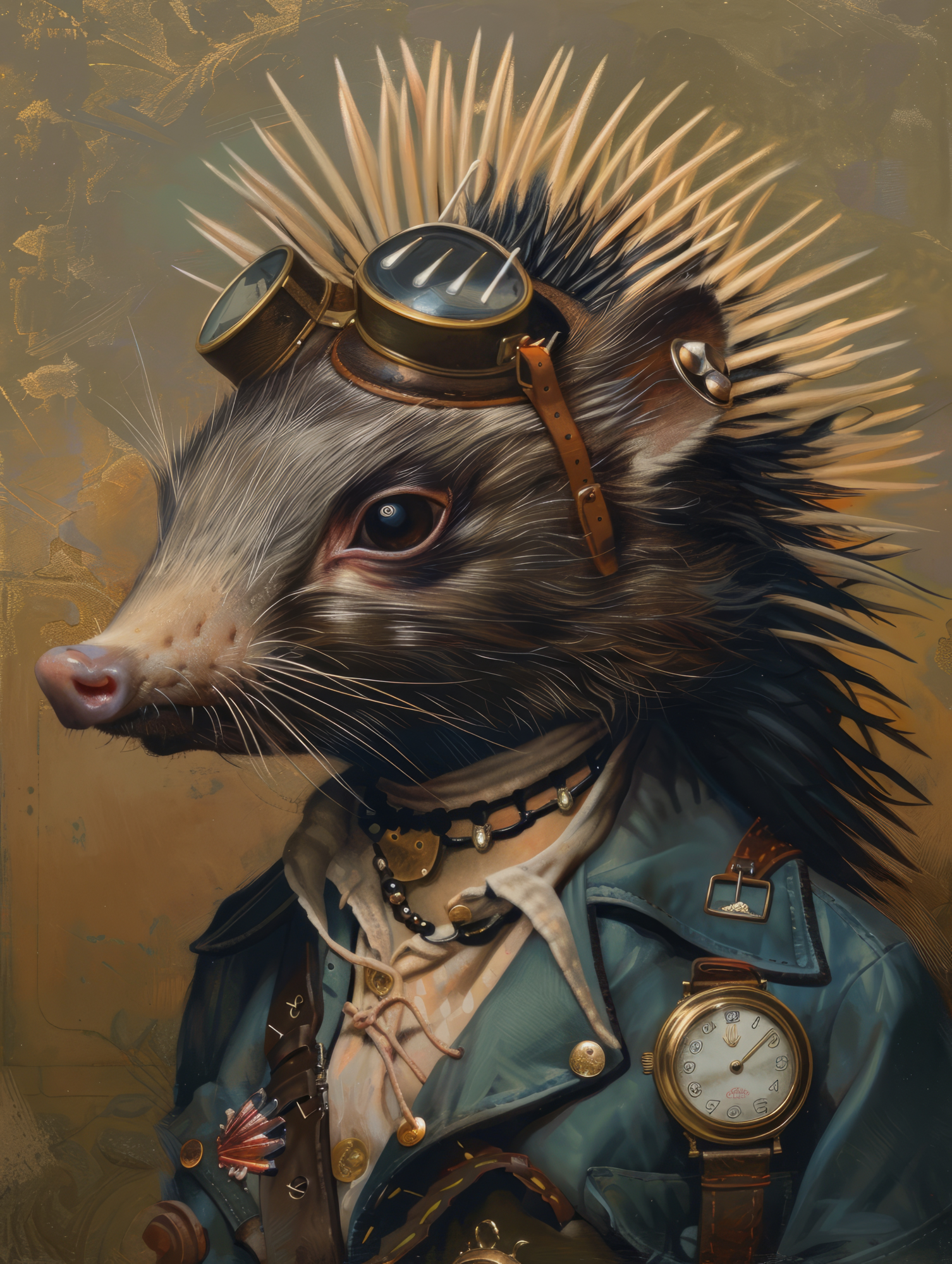 Canvas schilderij van een Porcupine hond 60x80 cm