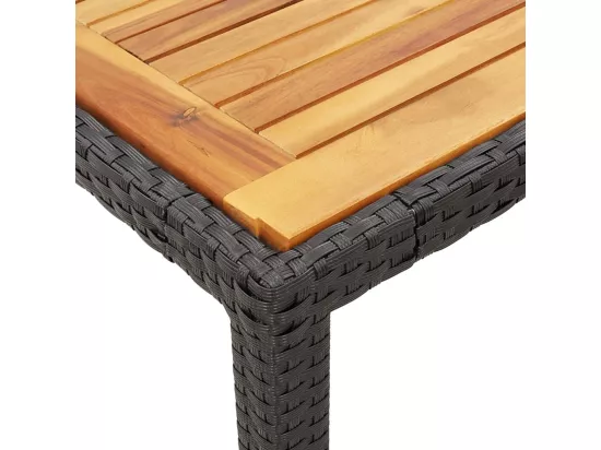 Ensemble à manger de jardin coussins 7 pièces Noir Résine tressée