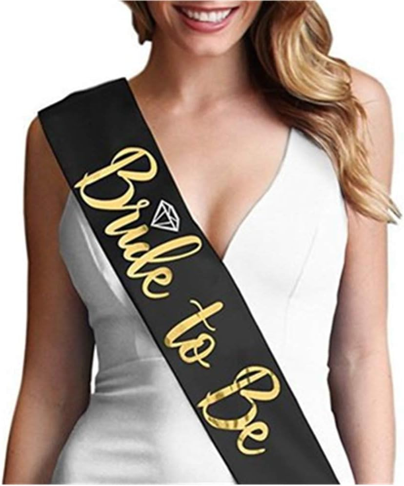 (Ø70cm) Bachelorette Party Accessoire Junggesellinnenabschied Schärpe Bride to Be - Schwarz / Gold