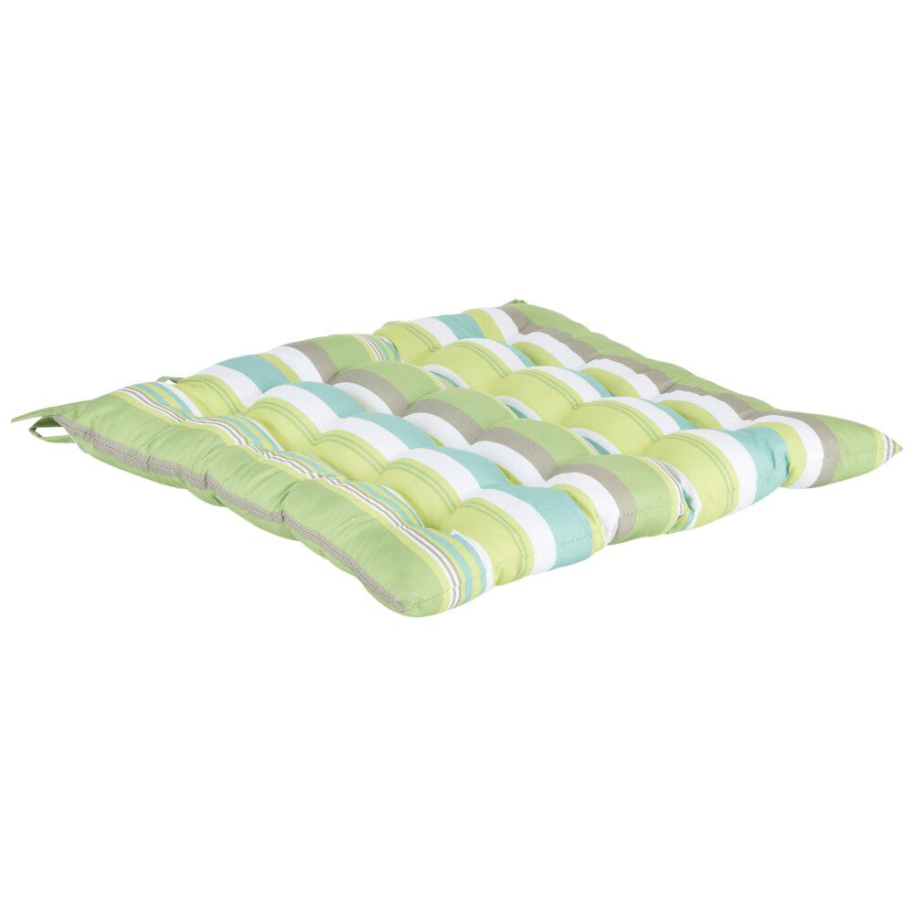 Galette de chaise carrée bayadère vert multicolore x2