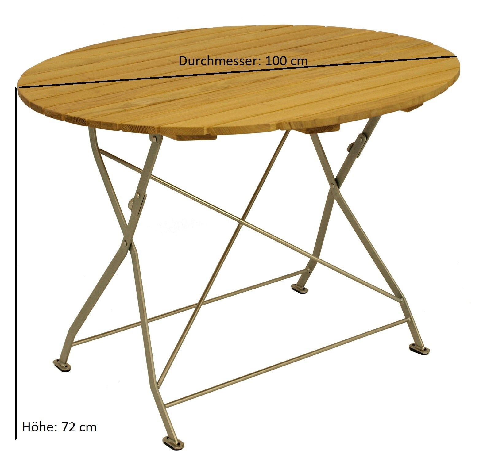 DEGAMO Kurgarten - Garnitur BAD TÖLZ 5-teilig (2x Stuhl, 2x Armlehnensessel, 1x Tisch 100cm rund), Flachstahl verzinkt + Robinie, klappbar