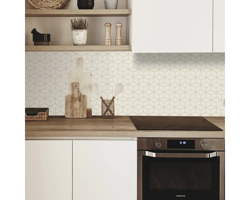 Keukenachterwand mySpotti Profix Hexagon Cream tegellook 100 x 60 cm PX-10060-1544-HB