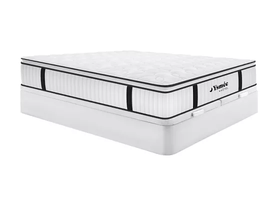 Ensemble 180 x 200 cm sommier coffre blanc + matelas anti-feu ressorts ensachés et surmatelas intégré ép.28cm - DELICE de YSMÉE HÔTEL