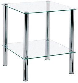 HAKU Möbel - Bijzettafel - Chroom - Metaal - Veiligheidsglas