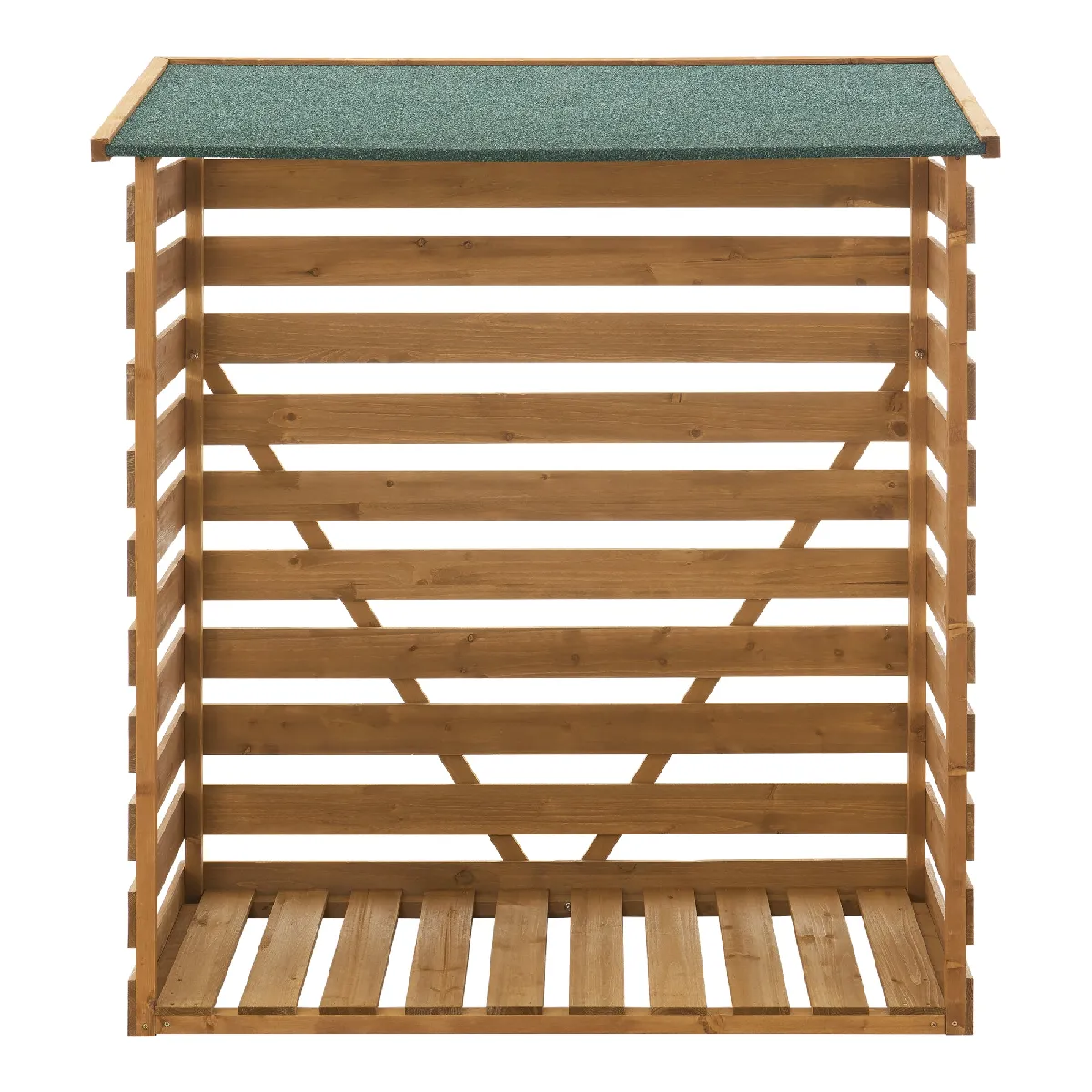 Helloshop26 Abri-bûches en sapin avec toiture 123 cm