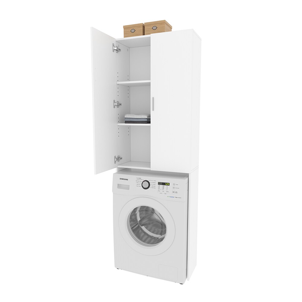 Vicco Waschmaschinenschrank Martha Weiß, 64 x 190 cm, Badschrank, Hochschrank