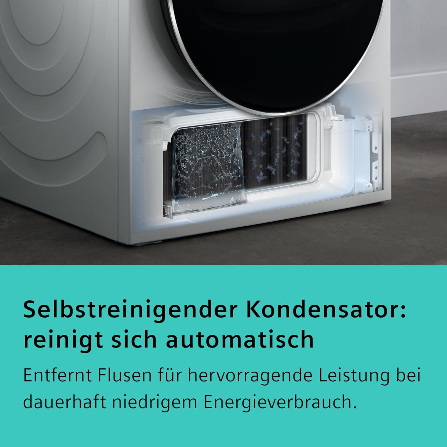 Siemens WR47B2C40 iQ700 Wärmepumpen-Trockner, 9 kg, Selbstreinigender Kondensator, AutoDry, Kurzprogramm 40', Nachlegefunktion, Reversierende Trommel, halbe Beladung, LED-Display, Touch Control