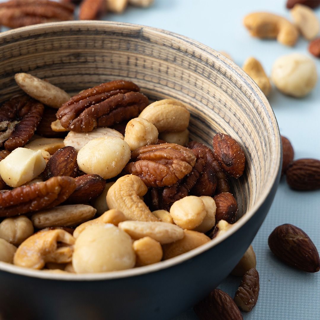 Macadamia notenmix gebrand gezouten
