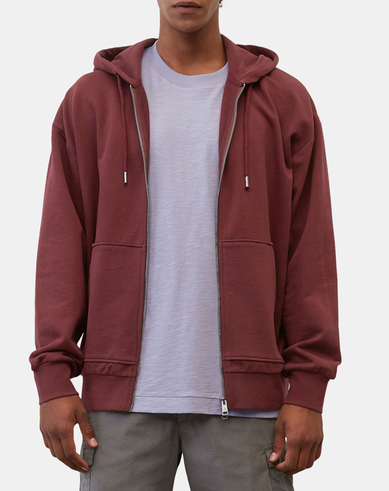Marc O'Polo Sweat zippé à capuche 100% Coton Bio bordeaux