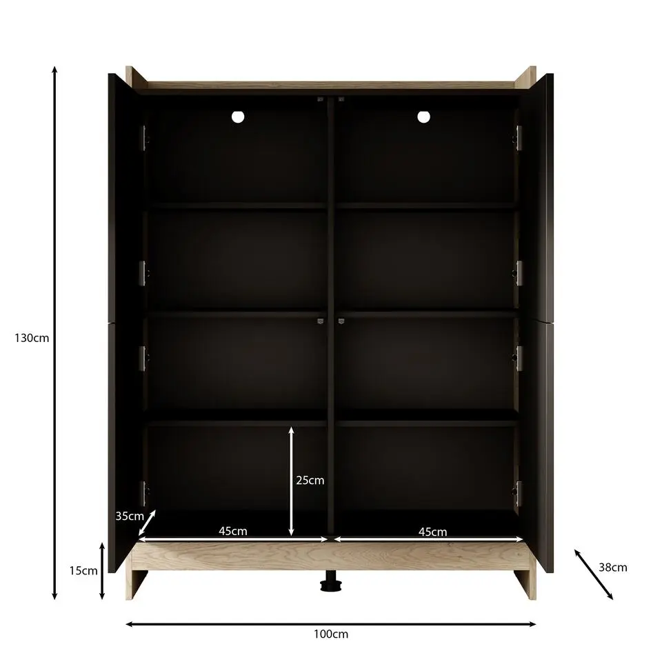 Meubella - Dressoir Benz - Zwart - 100 cm