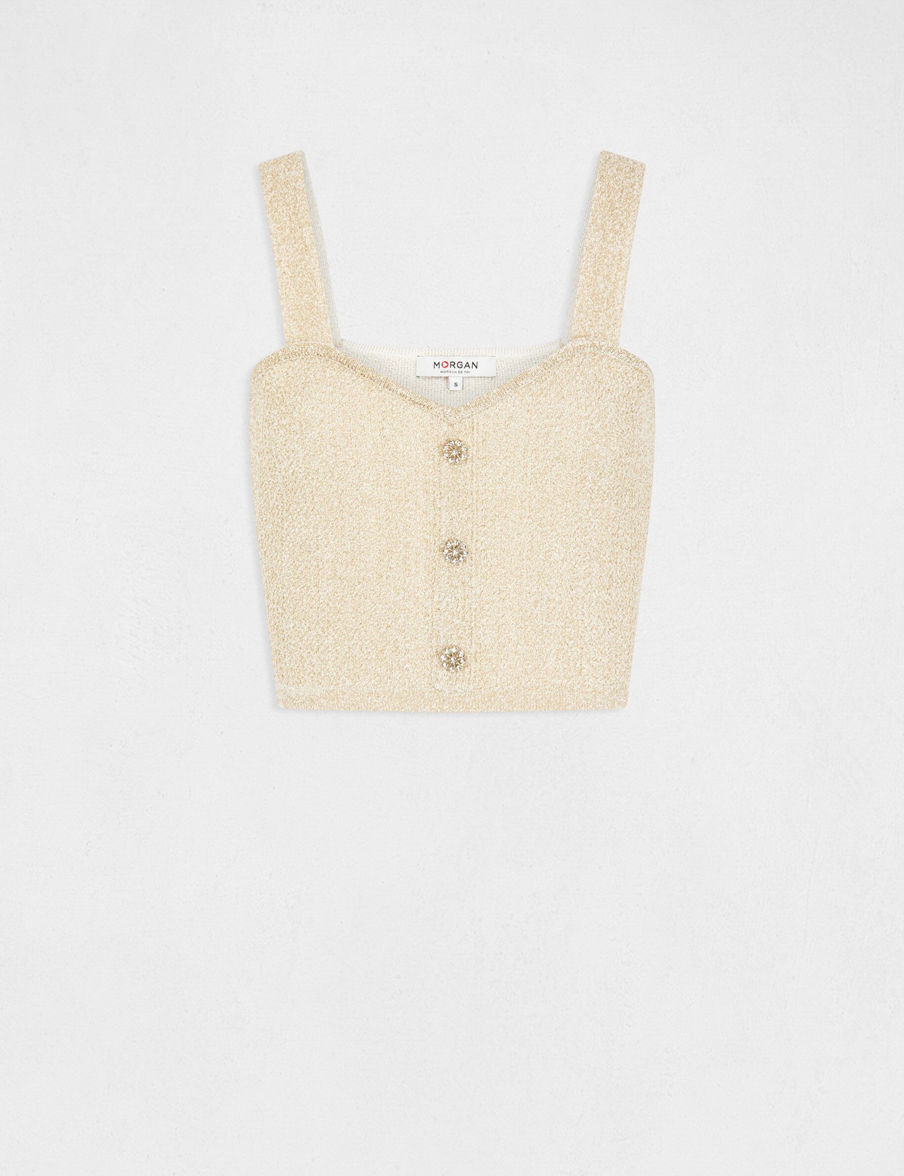 Pull débardeur fils métallisés ecru femme - ecru