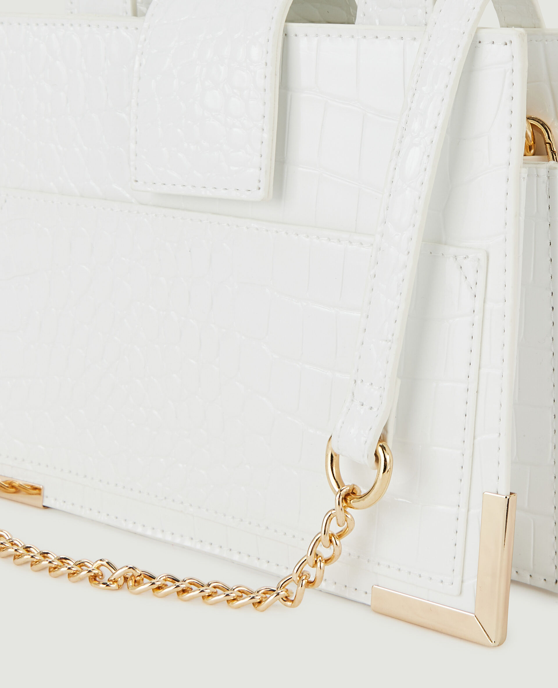 Sac boxy effet croco verni - Blanc