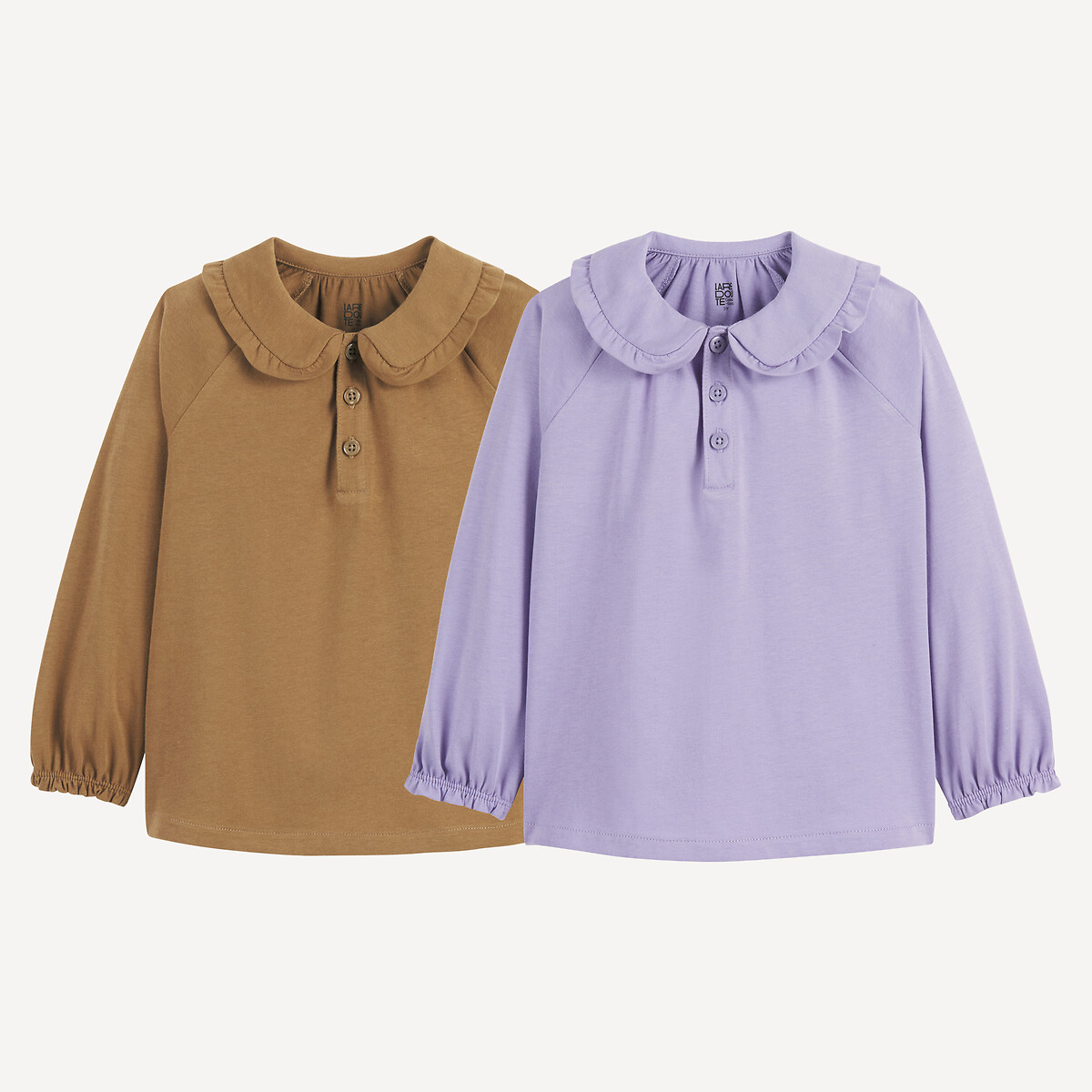 COLEÇÃO LA REDOUTE<br>Conjunto de 2 camisetas de manga comprida, gola Claudine