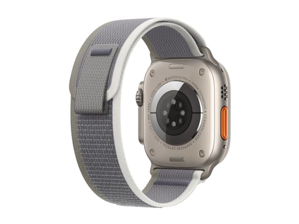 Apple Watch Ultra 2 - 49 mm - titan - smartklokke med Trail Loop - nylonvev - grønn/grå - båndbredde: M/L - 64 GB - LTE, Wi-Fi, Bluetooth, UWB - 4G -