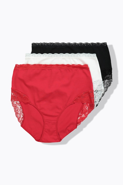 Maxislips, 3er-Pack, High Waist, Spitze