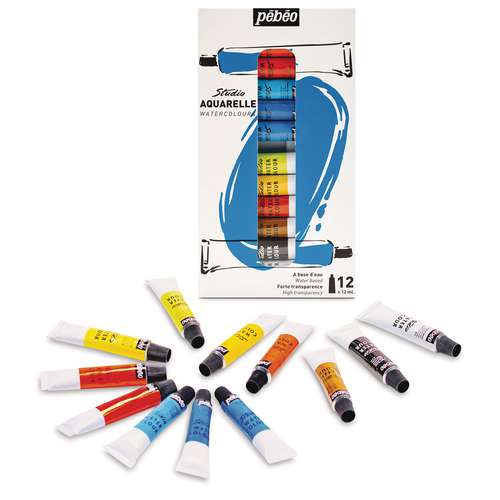 pébéo Studio feine Aquarellfarbe-Sets, 12-ml-Tuben