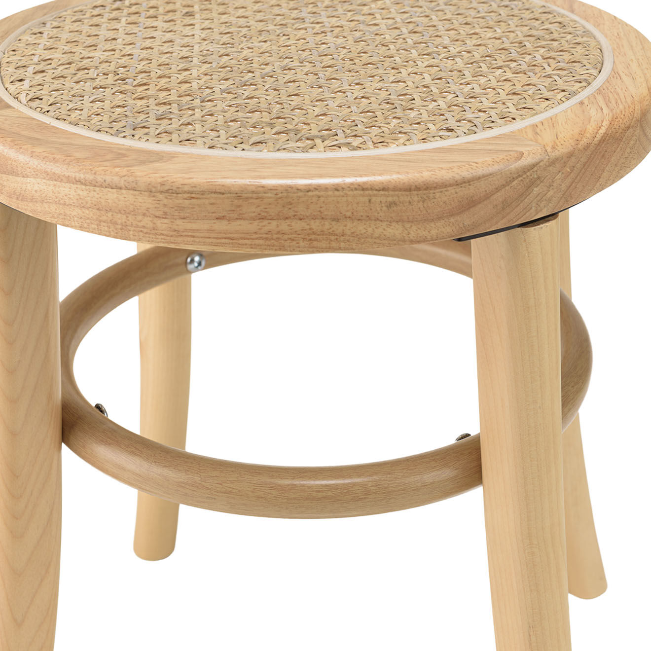 Macabane Tabouret en bois d'Hévéa Albane beige - 37x37x47 cm