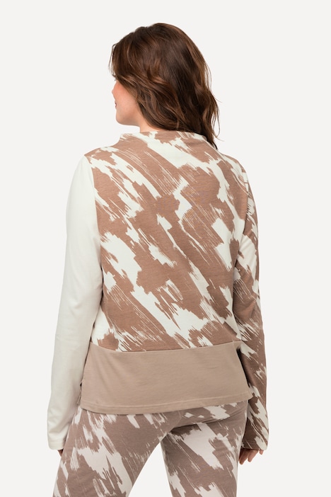 Shirt, Colorblocking, Stehkragen, Langarm, Biobaumwolle