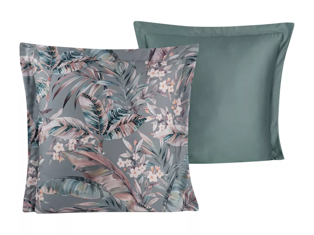 Lot de 2 Taies d'oreiller satin de coton imprimé 