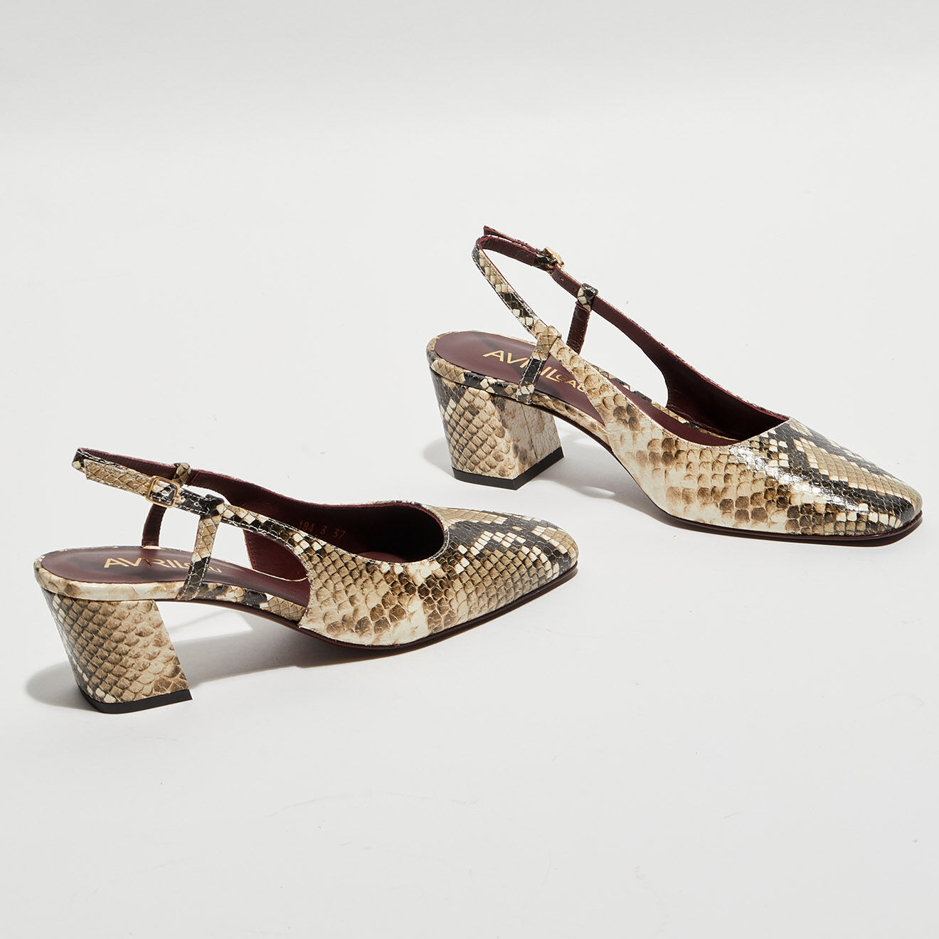 Avril Gau Slingbacks en Cuir Ning écaille blanches - Talon 6 cm