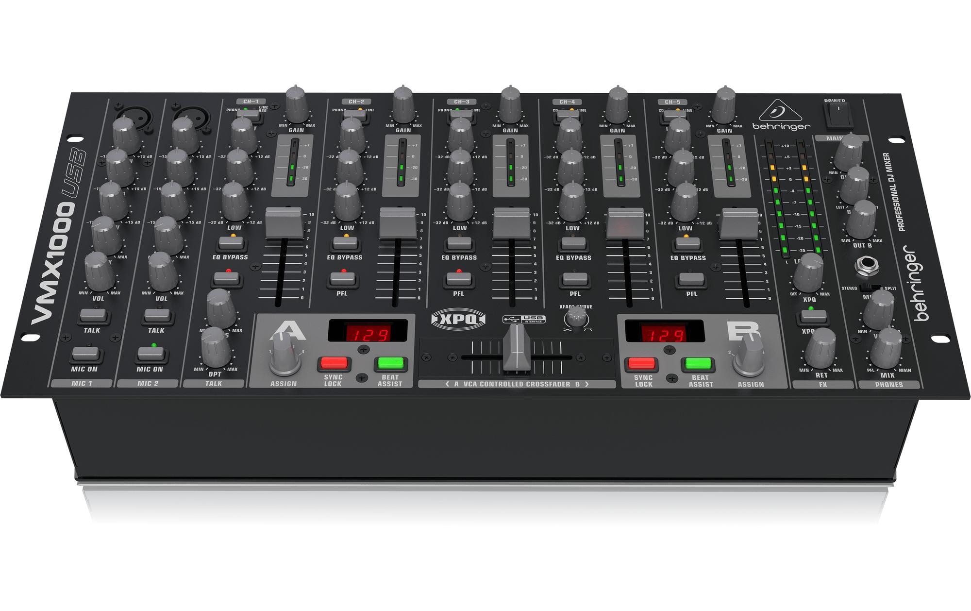 DJ-Mixer VMX1000USB<br>7-Kanal-DJ-Mixer für Rackmontage und USB-Audio-Interface
