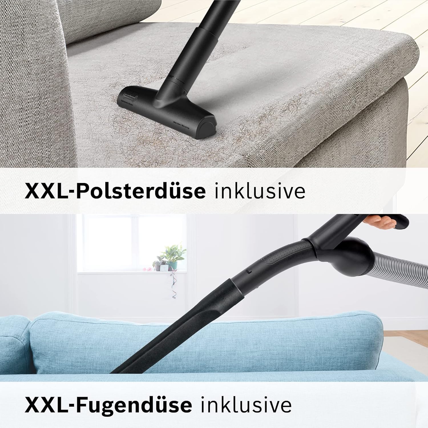 Bosch Staubsauger mit Beutel Serie 8 BGL8XALL, Testsieger, ideal für Allergiker, Hygiene-Filter, 10 Jahre Motorgarantie, Hartbodendüse, XXL-Polsterdüse, langes Kabel, Made in Germany, 650 W, schwarz