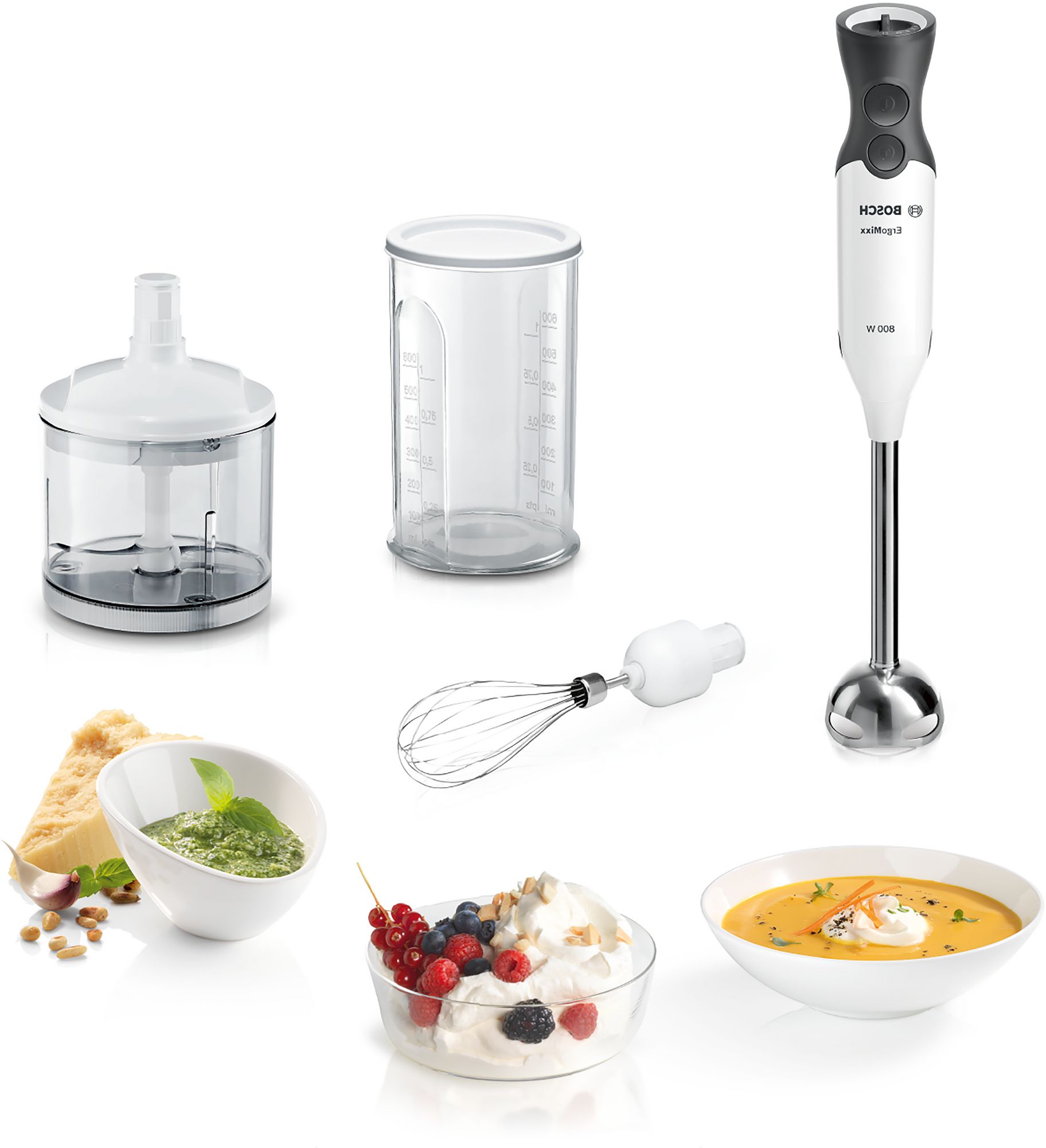 Batedeira de mão ErgoMixx 800W, branca/antracite MS6CA4150