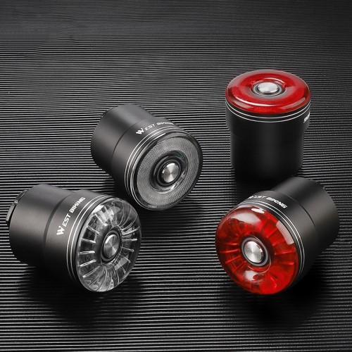 Wiederaufladbares USB Fahrrad Rücklicht Intelligentes COB LED Bremslicht Warnlicht IP65 - Weiss