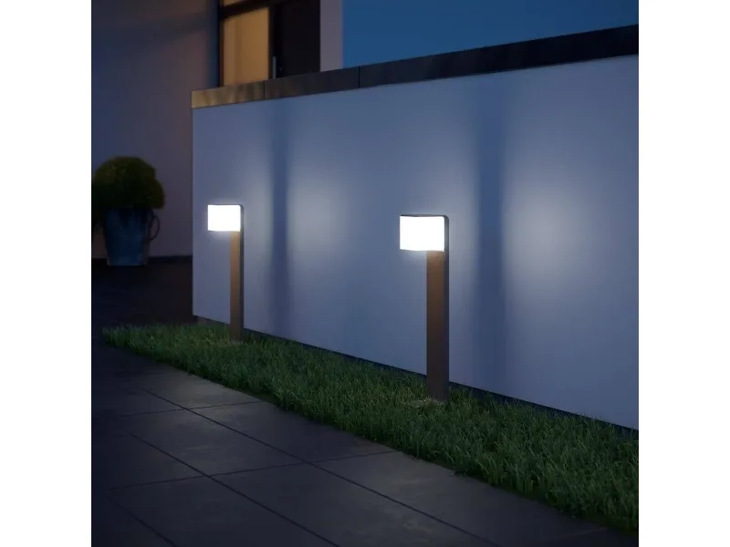 Steinel 055486 LED AUSSENLEUCHTE GL 80 SC SI LED-udendørs vægbelysning med bevægelsessensor LED (RGB) uden 9.1 W Sølv