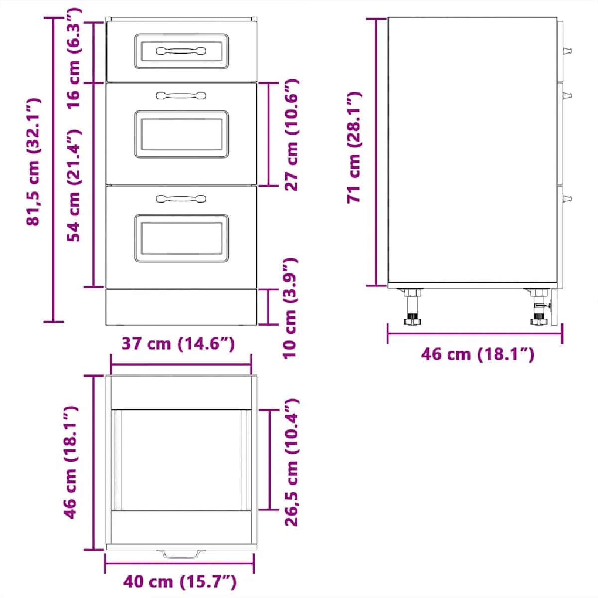 VidaXL Armoire Cuisine Kalmar Noir