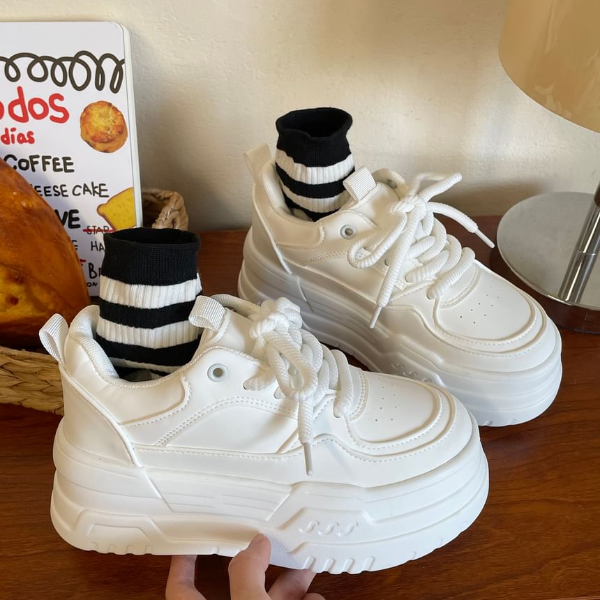 Asterisk - Effen platform sneakers