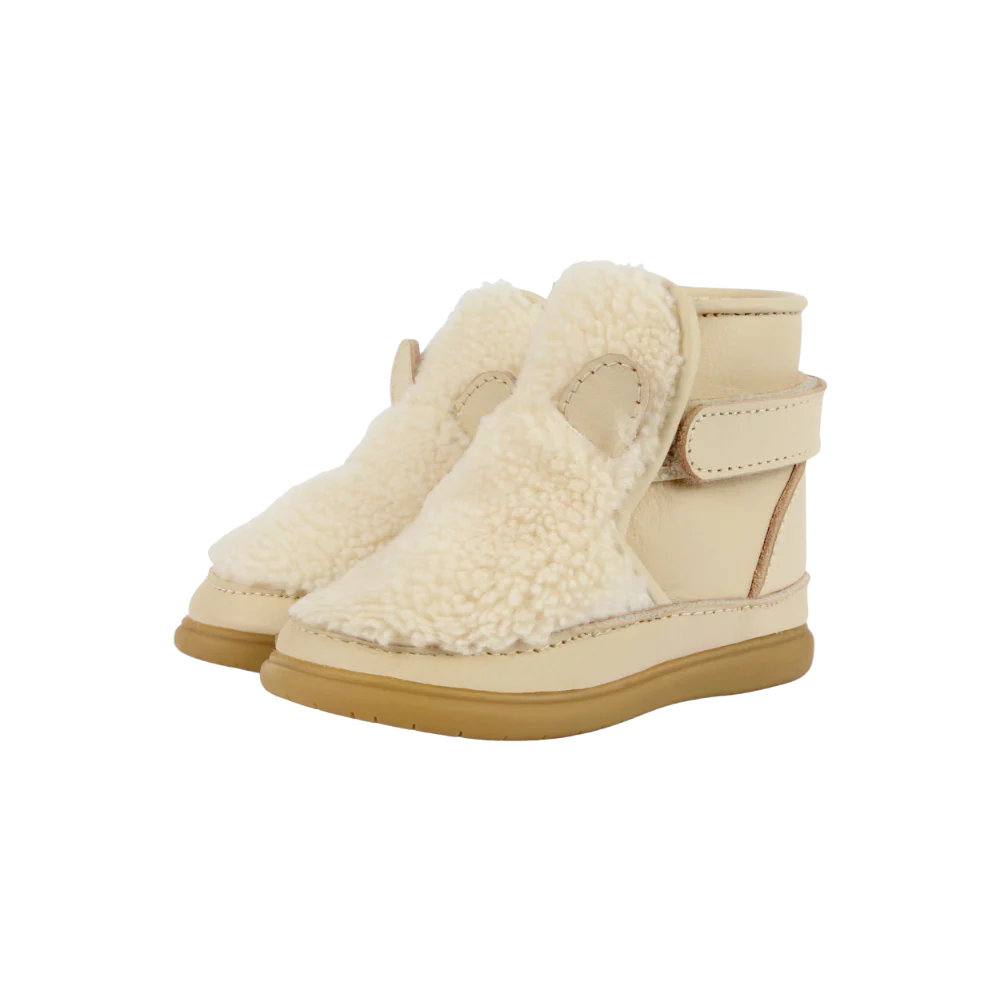 Roumi Shoes | Polar Bear | Off White Curly Faux Fur