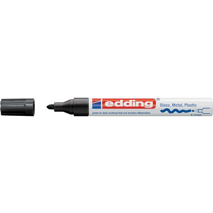 Marqueur edding permanent peinture e750 pointe moyenne 2/4mm encre laquée opaque tous supports résistant chaleur noir