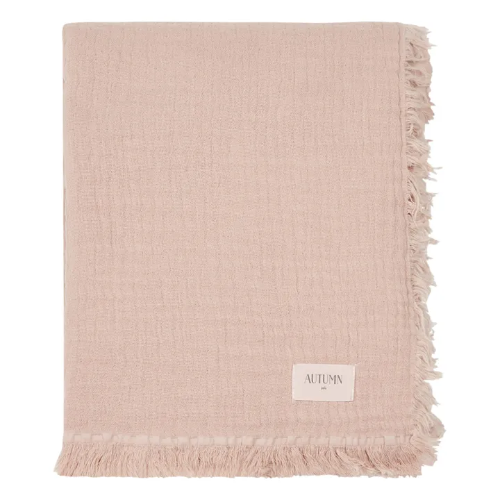 Autumn Plaid Loulou frangé en double gaze de coton bio | Vieux Rose