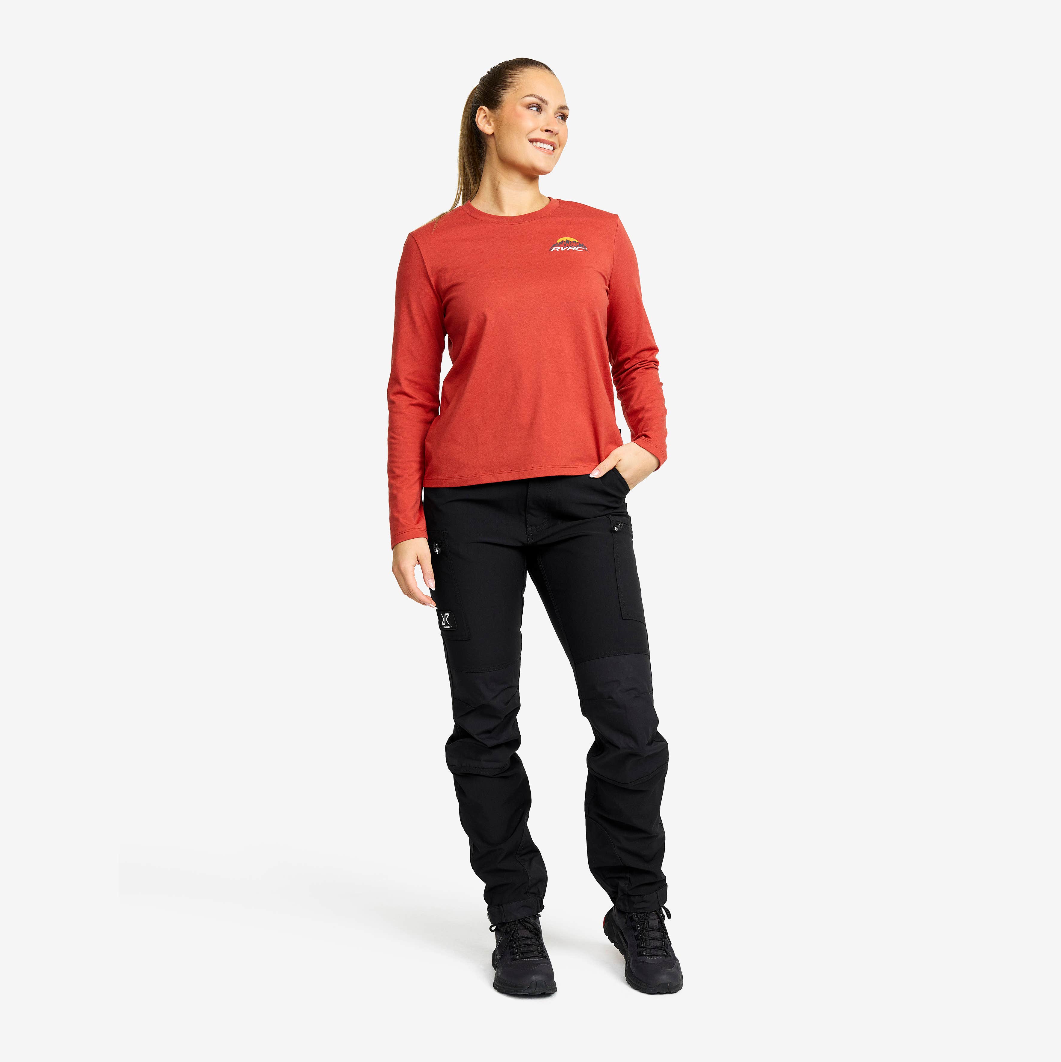 Easy Mountain Long-sleeved T-shirt Dame Cinnabar