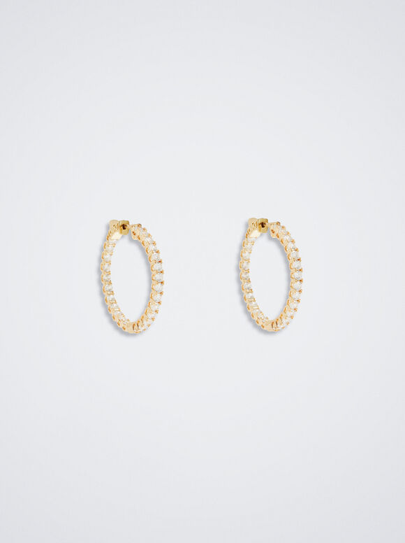 Brincos de argola com zircônia cúbica - Dourado