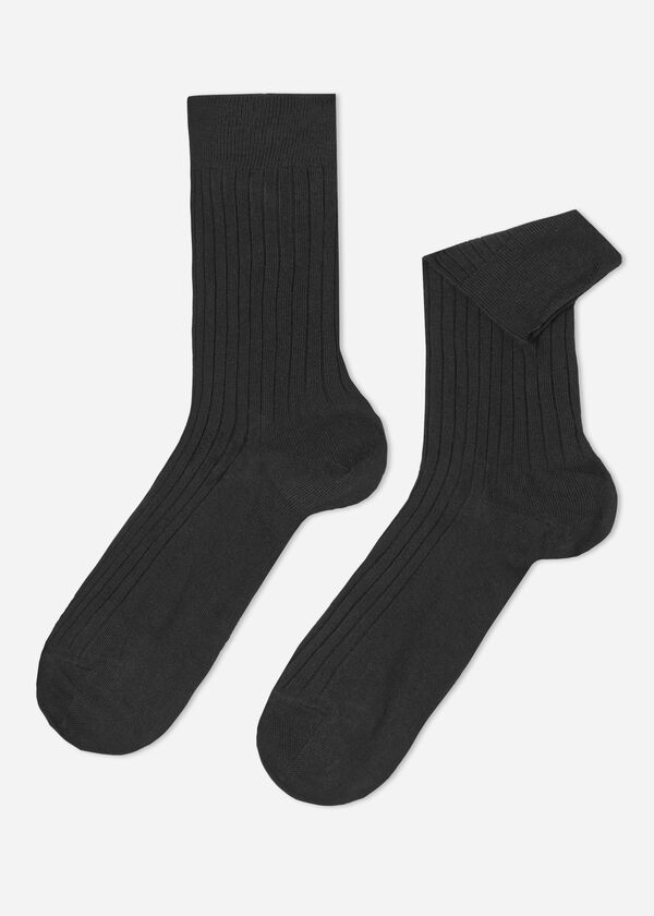 Meias curtas masculinas de cashmere canelado