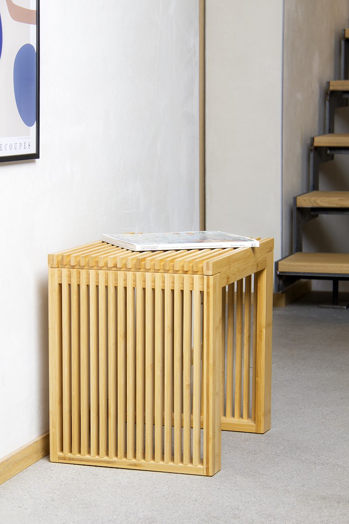 Straa benk Bambus natur lakkert Liten