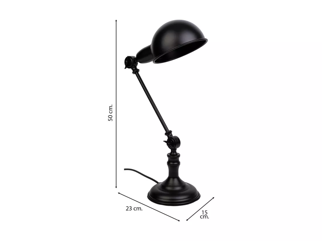 Lampe de bureau en métal noire 23x15x50h