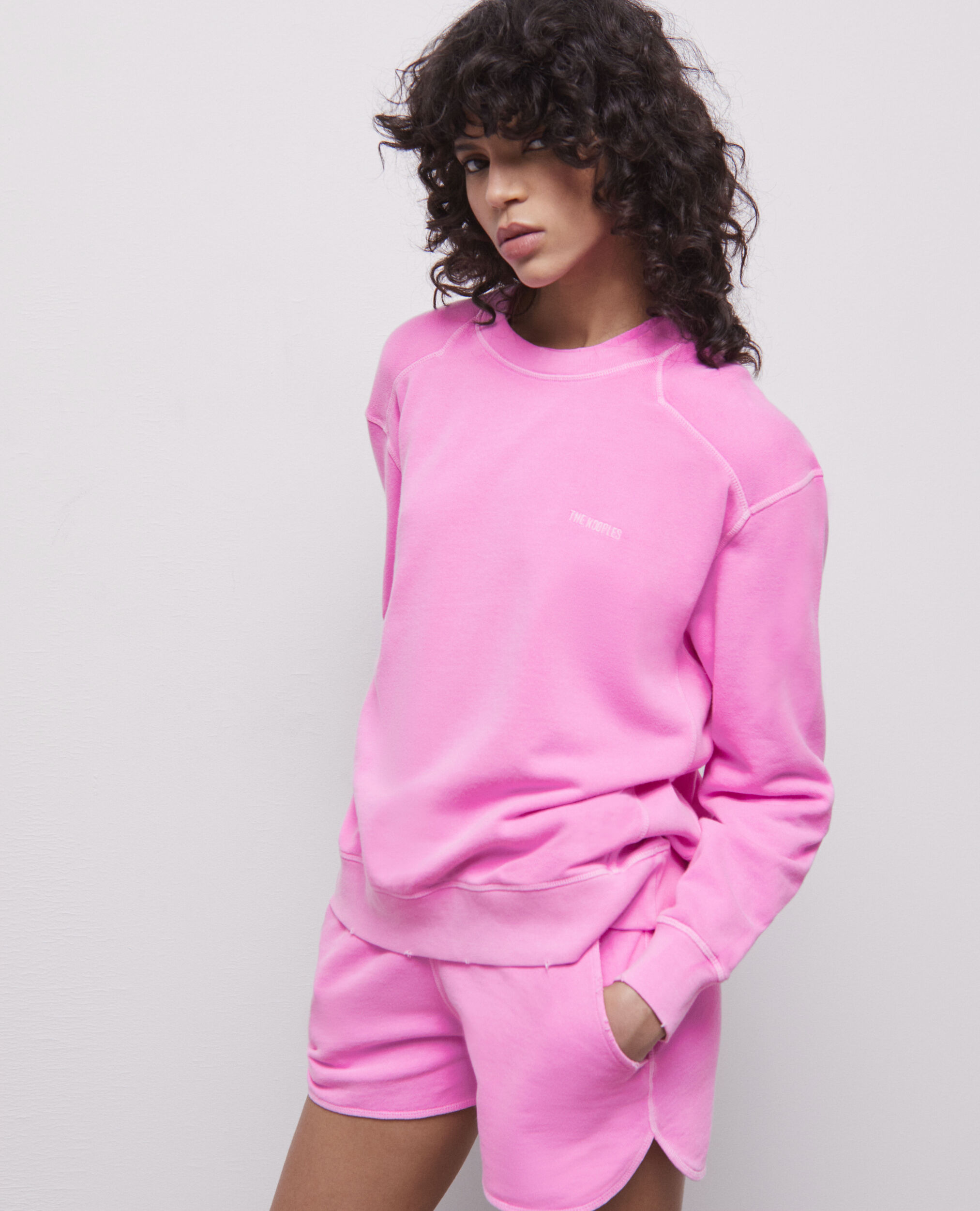 Sweatshirt rose fluo avec logo